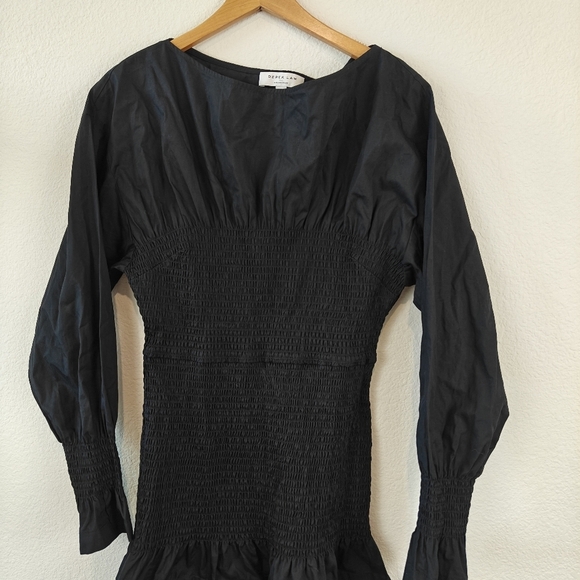 Derek Lam Collective Dua Puff-Sleeve Smocked Cotton Mini Dress Size 4 Women's - Picture 7 of 15